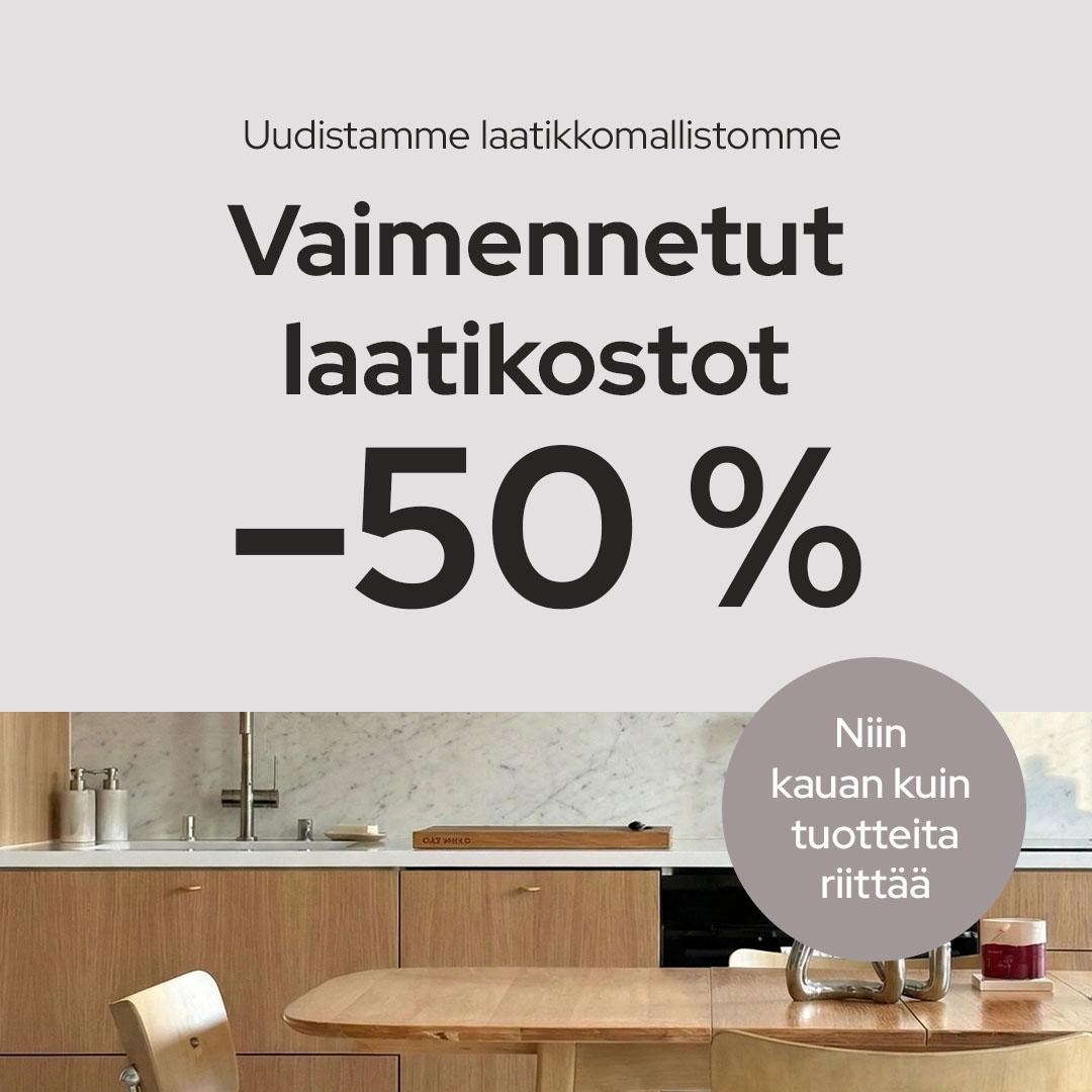 Oviko – vaimennettut laatikostot -50% Oviko – vaimennettut laatikostot -50%